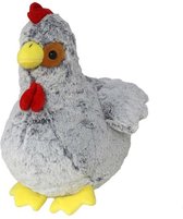 Gerimport Pluche kip knuffel - 20 cm - grijs - boederijdieren kippen speelgoed knuffels