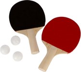 Tafeltennis setje - 2 bats en 3 ballen - hout/kunststof - 23 x 14 cm - pingpong