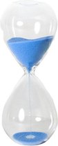 Zandloper cilinder Timer - decoratie of tijdsmeting - 10 minuten blauw zand - H16 cm - glas