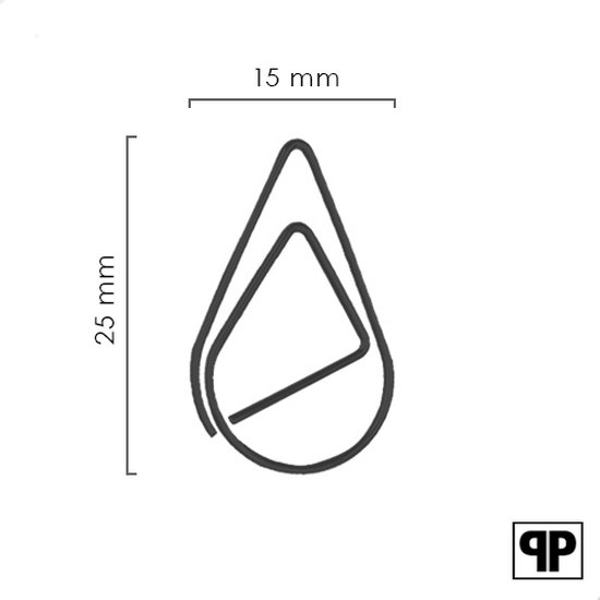 Paperclip druppel 25 mm | Zwart | 100 stuks - Papierklem Pakhuis