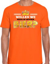 Bellatio Decorations Koningsdag verkleed T-shirt heren - meer of minder bier - oranje - feestkleding M