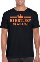 Bellatio Decorations Koningsdag shirt voor heren - biertje - zwart - glitters - feestkleding XL