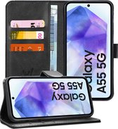 Hoesje geschikt voor Samsung Galaxy A55 - Portemonnee Book Case Zwart