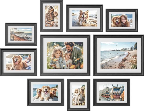Close Up Fotolijsten set 5 stuks. 13x18 cm wit Premium MDF frame, onbreekbaar plexiglas-schijf met passepartout, collage