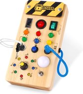 DiverseGoods Planche d'activité Montessori avec interrupteur LED Planche d'activité en bois Montessori pour les enfants de 1 à 3 ans Jouets de voyage pour bébé Montessori Planche de voyage pour bébé Montessori Planche sensorielle Bébé