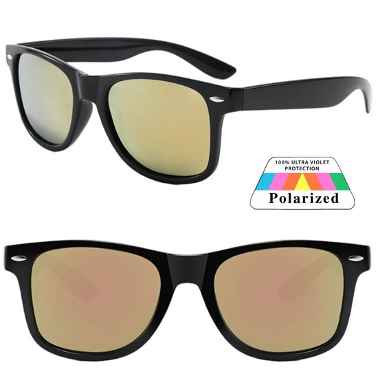 Fako Sunglasses® - Lunettes de soleil Classic Polarized - Polarisées - Polarisées - Polarisées - Lunettes de soleil pour hommes - Lunettes de soleil pour femmes - Zwart - Miroir rose
