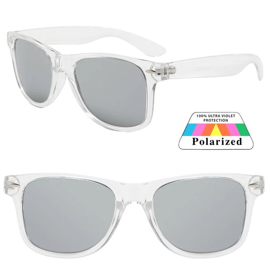 Fako Sunglasses® - Lunettes de soleil Classic Polarized - Polarisées - Polarisées - Polarisées - Lunettes de soleil pour hommes - Lunettes de soleil pour femmes - Transparent - Argent