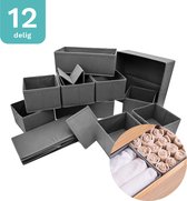 Kast Organizer - - Set van 12 - Opbergbox - Voor Kleding/Ondergoed/Badkamer - Grijs