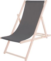 Springos Strandstoel - Verstelbaar - Beukenhout - Hangemaakt - Grafiet