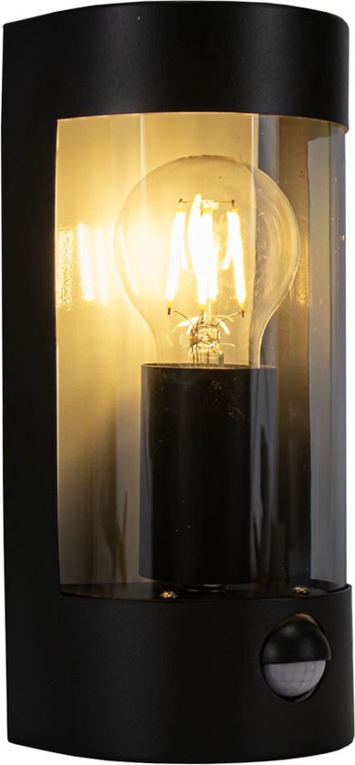 Ronde wandlamp met bewegingsmelder | IP44 | Zwart | E27 fitting