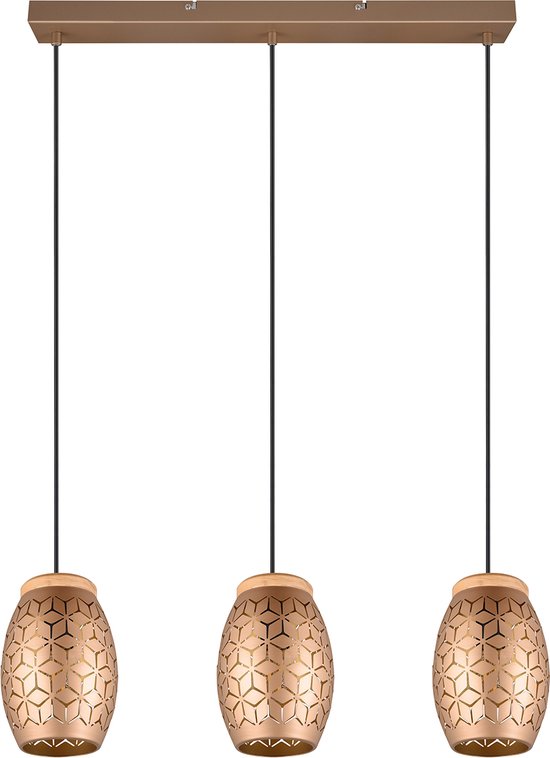 Lampe à suspension LED , Torna Dabi, culot E27 , 3 lumières, Coffee , métal