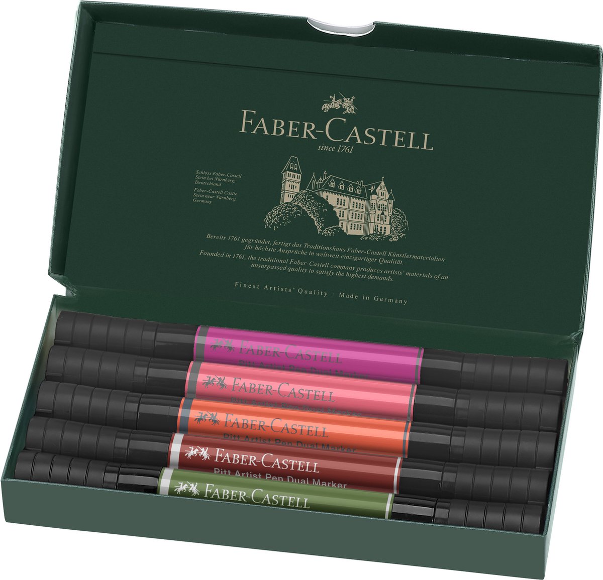 Faber-Castell tekenstift - Pitt Artist Pen - duo marker - Flowers - etui 5 stuks - FC-162007