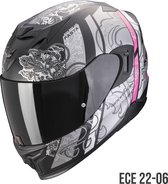 Scorpion EXO-520 EVO AIR FASTA Matt Black-Silver-pink - ECE goedkeuring - Maat M - Integraal helm - Scooter helm - Motorhelm - Zwart - Geen ECE goedkeuring goedgekeurd