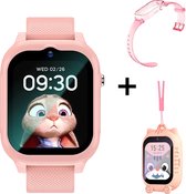 Kinder Smartwatch Ultra 4G - Smartwatch Kids Met GPS Tracker - iOS en Android - Smartwatch Kinderen - GPS Tracker Kind - Inclusief Koord en Extra Bandje - Roze