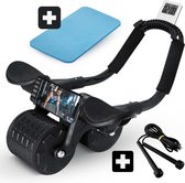 BenK UltraFit - Ab Roller - Entraîneur abdominal avancé avec Roues à rebond silencieux - Roue abdominale - Support pour smartphone et minuterie - Comprend un tapis de genou Premium - Zwart