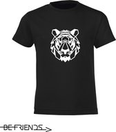Be Friends T-Shirt - Tijger - Kinderen - Zwart - Maat 6 jaar