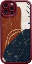 Casimoda® hoesje - Geschikt voor iPhone 12 Pro - Abstract Terracotta - Effen telefoonhoesje met lensbescherming - TPU - Backcover - Rood