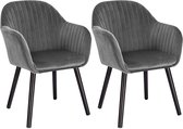 Rootz Set van 2 Eetkamerstoelen - Fluwelen stoelen - Ergonomische zitting - Comfortabel en duurzaam - Eenvoudige montage - 81 cm x 40 cm x 47 cm
