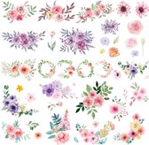 Bloemen tijdelijke tatoeages stickers, aquarel rozen, pioenroos, madeliefje, botanische body art nep-tatoeages voor vrouwen, meisjes en kinderen - 20 stuks