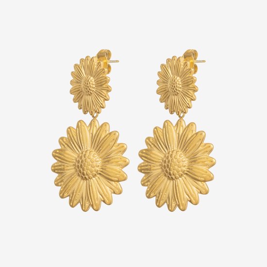 Essenza Large Flower Earrings Gold