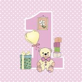 1 Pakje papieren lunch servetten - First Birthday with Teddy Pink - eerste verjaardag - meisje - 20 servetten