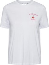 Pieces T-shirt Pckilana Ss Printed T-shirt Bc 17151214 Bright White/cherry Bom Dames Maat - S