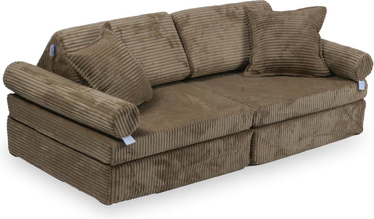 Mini Modulaire bank - Speelsofa- Rib velvet - Toffee Comfort (inclusief 2 bolsters en 2 ku