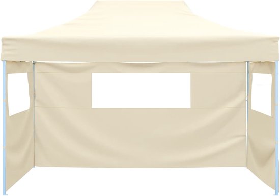 vidaXL Tente de réception pliante avec 3 parois latérales 3 x 4 m Crème Acier