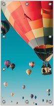 Tuinposter Gekleurde Luchtballonnen 100x200cm- Foto op Tuinposter (wanddecoratie voor buiten en binnen)