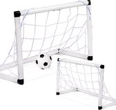 YAR Junior Goal- Voetbaldoelen Set - met bal en pomp - 2 stuks - Voetballen - 58 cm x 39 cm - Lichtgewicht - wit