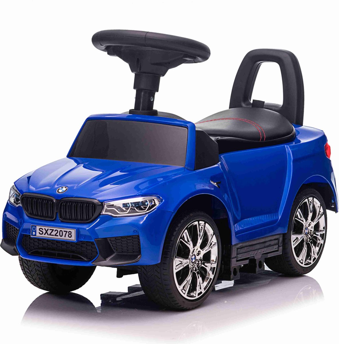 Bogi BMW M5 Loopauto - Loopwagen voor 1-3 jaar - Blauw - Leren zitje