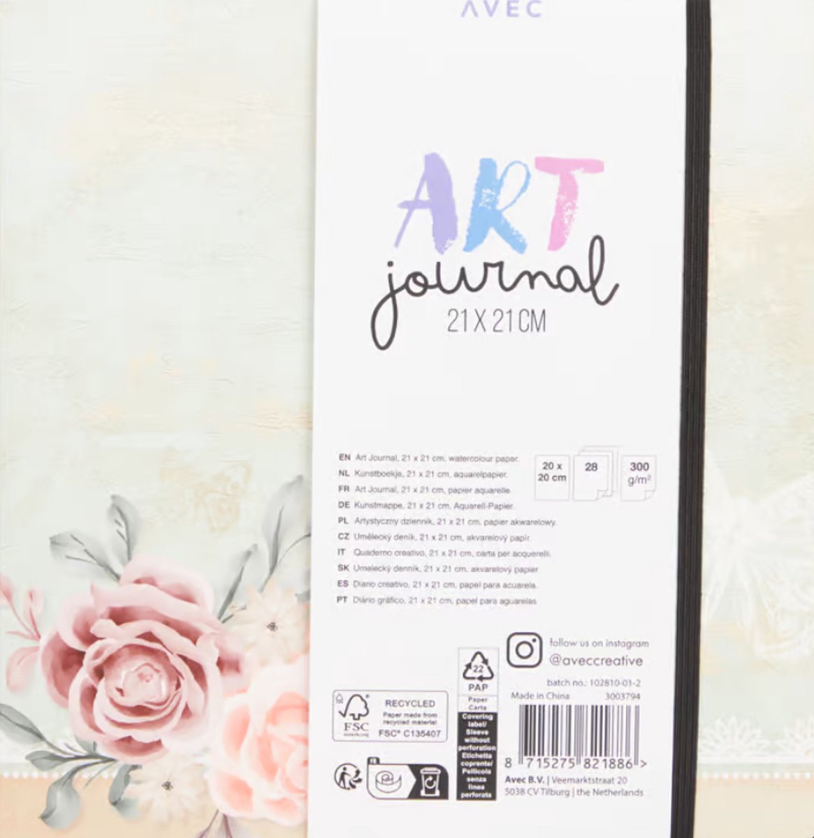AVEC Art Journal Kraft Cover - Schetsboek - Kunstboek - Aquarel papier - 30 vellen - 21 x 21cm - Aquarelpapier - Aquarel boek - Avec
