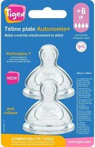 Tigex | Autonomie+ babyfopspeen | anti-kolic brede hals zuiger | + 6 m | 2 stuks | 6+ m