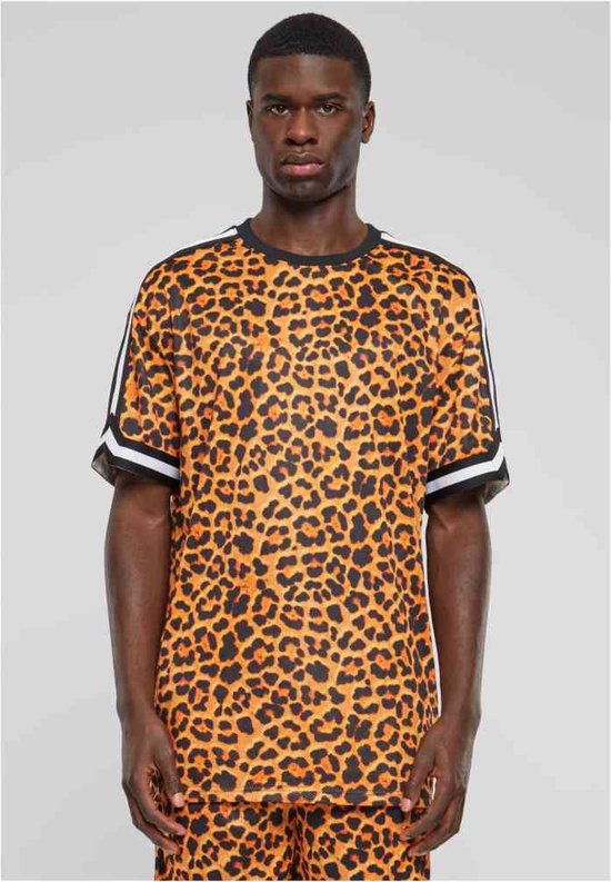 Urban Classics - Oversized Mesh All Over Print Sport T-shirt - S - Oranje