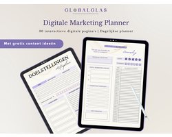 GlobalGlas - Marketing Planner - Digitaal Product - 7x Dagelijkse Planner - Project & Content Planner - Verhoogde Productiviteit - Stroomlijn je taken