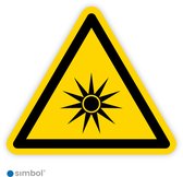 Simbol® - Stickers Optische straling (W027) - Formaat ▲ 15 x 15 x 15 cm.