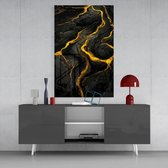 Glasschilderij - Abstract - Goud - Zwart - 110x70 cm