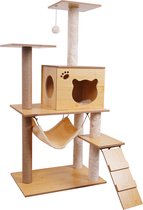 Krabpaal – katten krabpaal - Kattenhuis - 125cm hoog - Hout- Beige