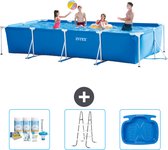 Intex Rechthoekig Frame Zwembad - 450 x 220 x 84 cm - Blauw - Inclusief Onderhoudspakket - Ladder - Voetenbad