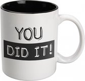 Mok - Koffie - Zwart - Wit - You did it! Droplullen