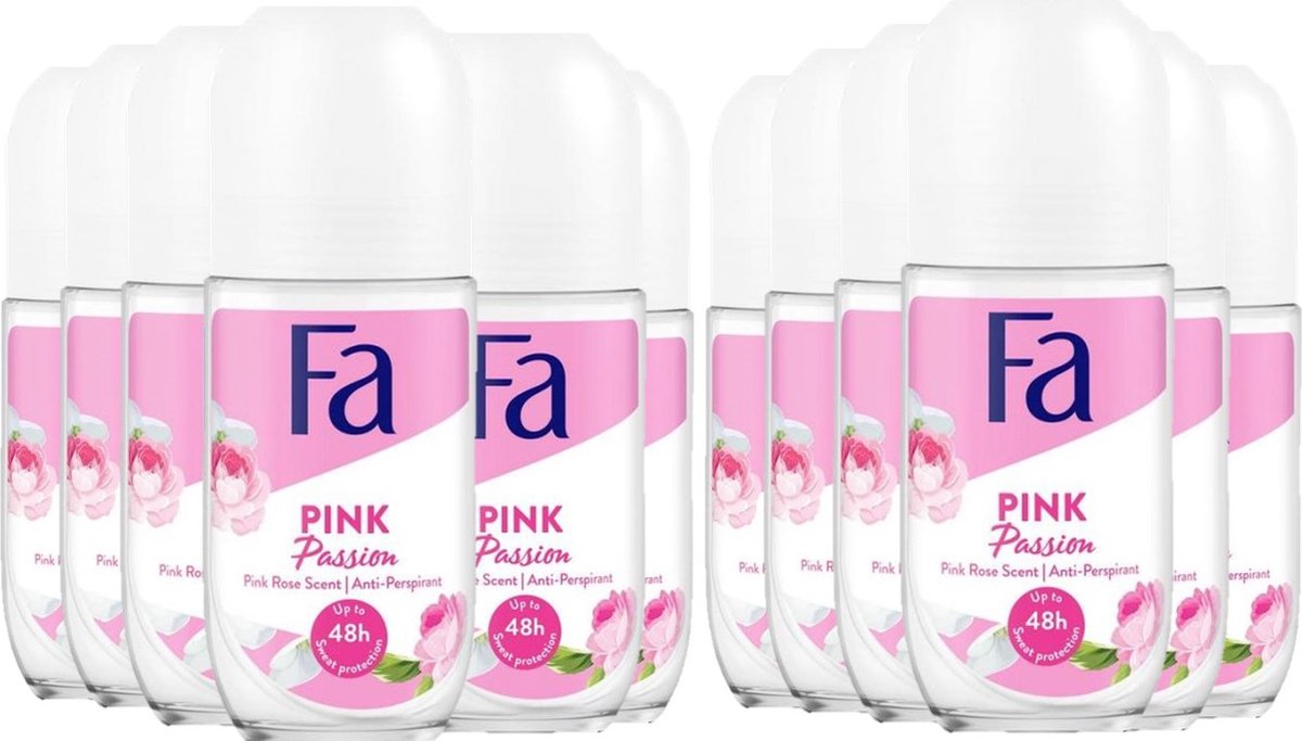 Goedkoopste Fa Deo Roll-on Women - Pink Passion - Voordeelverpakking 12 x 50 ml