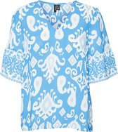 Vero Moda T-shirt Vmjoy 2/4 V-neck Top Wvn Lcs 10312176 Ibiza Blue/joy Dames Maat - XL