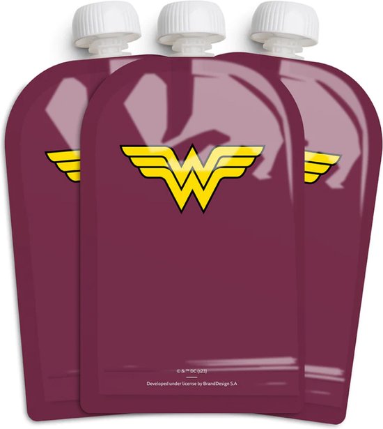 3-Pack Reusable Food Pouches - Wonder Women