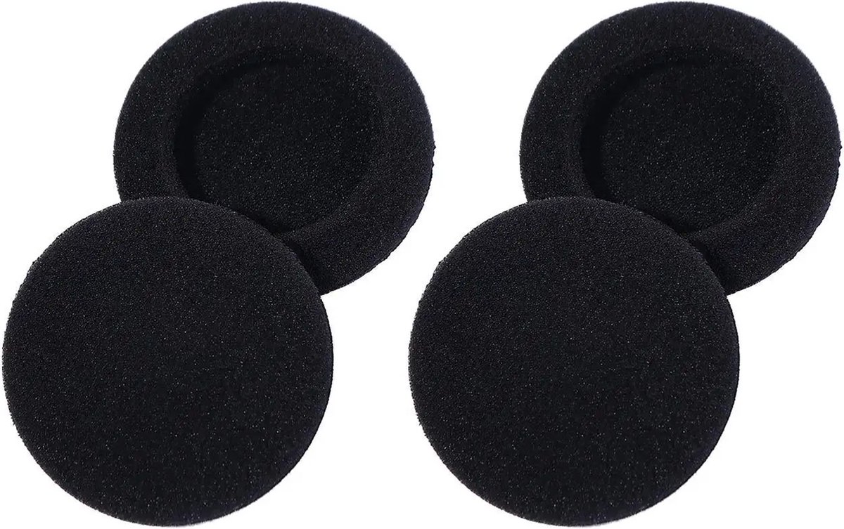 Ibley Zachte foam oorkussens 70mm - 4 stuks / 2 paar - universeel geschikt - Spons oordop kussens - voor hoofdtelefoons - Zwart