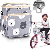 Sac de vélo pour enfants, sac de guidon, panier de vélo avant avec sonnette de vélo, sac de vélo étanche pour garçons et filles, sac de vélo pour tout-petits, scooter, tricycle, draisienne