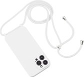 Mobigear Telefoonhoesje geschikt voor Apple iPhone 15 Pro Max Siliconen | Mobigear Lanyard Hoesje met koord - Wit