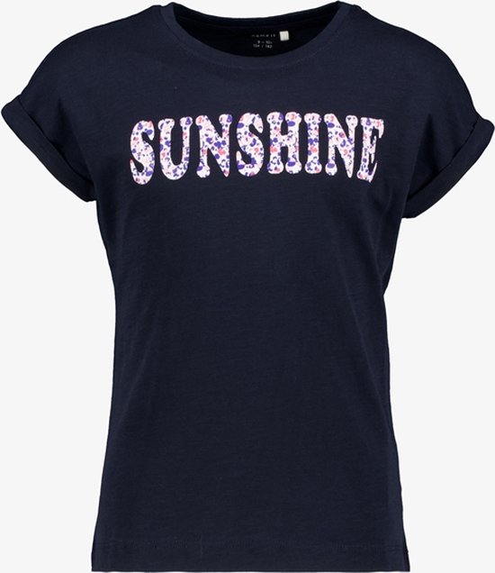 Name It meisjes T-shirt met opdruk donkerblauw - Maat 110/116