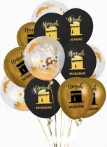 Ramadan Ballonnen | Latex Ballon Goud Zwart | Umrah Mubarak Decoratie Folie Ballonnenset | Eid Suikerfeest Helium Party Feest Versiering - 10 Stuks