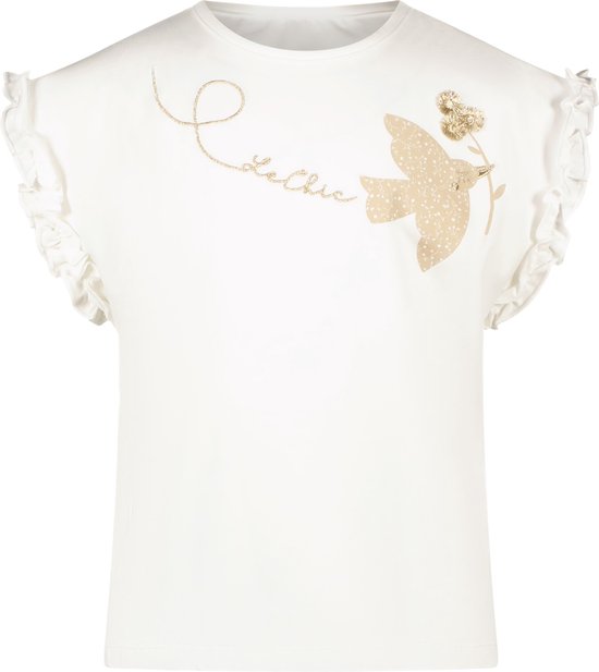 Le Chic - T-shirt NOPALY bird & flower - Off White - maat 98