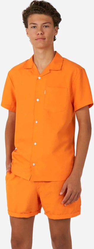 OppoSuits Tiener The Orange - Jongens Zomer Set - Bevat Shirt En Shorts - Oranje - Maat: EU 170/176 - 16 Jaar